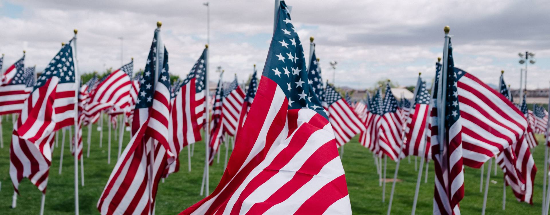 Group of American flags outdoors
